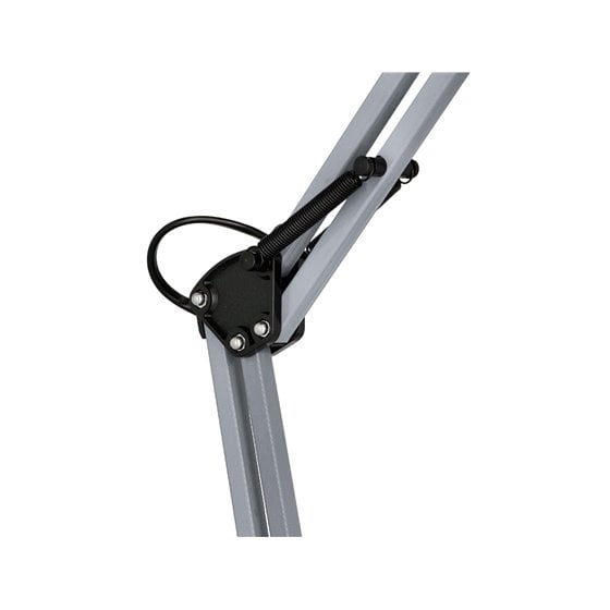 Lampara de escritorio q-connect polaris metalica coninterruptor brazo doble 3 articulaciones color plata