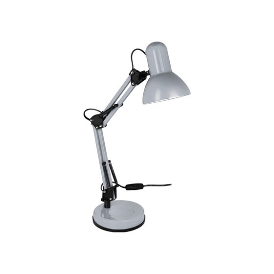 Lampara de escritorio q-connect polaris metalica coninterruptor brazo doble 3 articulaciones color plata