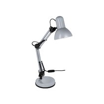 Lampara de escritorio q-connect polaris metalica coninterruptor brazo doble 3 articulaciones color plata