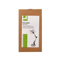 Lampara de escritorio q-connect polaris metalica coninterruptor brazo doble 3 articulaciones color plata