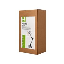 Lampara de escritorio q-connect polaris metalica coninterruptor brazo doble 3 articulaciones color plata