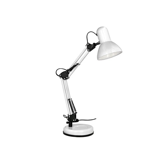 Lampara de escritorio q-connect polaris metalica coninterruptor brazo doble 3 articulaciones color blanco