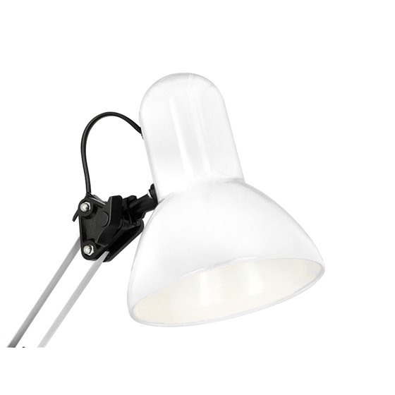Lampara de escritorio q-connect polaris metalica coninterruptor brazo doble 3 articulaciones color blanco