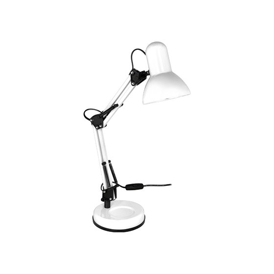 Lampara de escritorio q-connect polaris metalica coninterruptor brazo doble 3 articulaciones color blanco