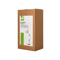 Lampara de escritorio q-connect polaris metalica coninterruptor brazo doble 3 articulaciones color blanco