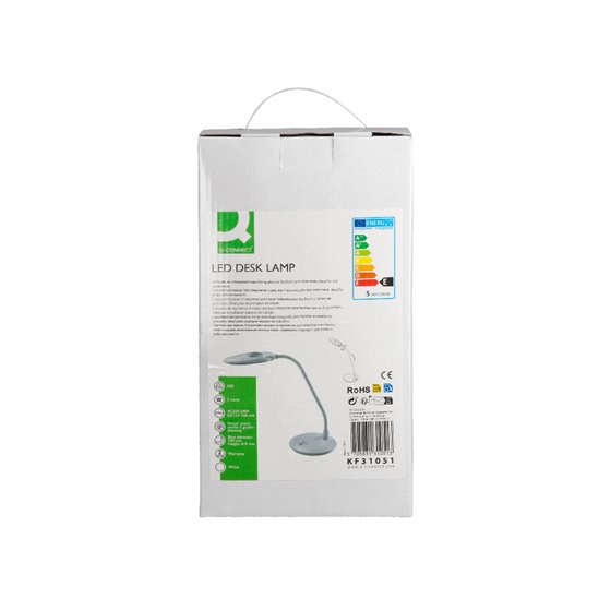 Lampara de escritorio q-connect led 5w 250 lm con lupa iluminaciÃ³n ajustable blanco