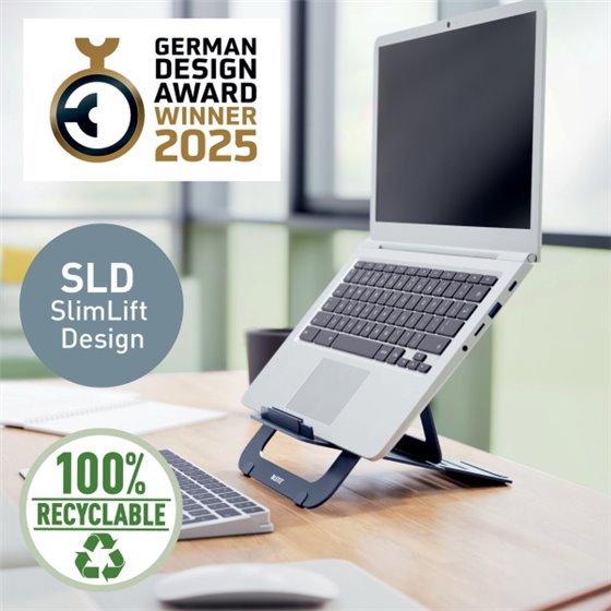 Soporte para Portátil Ajustable Ultraplano de Aluminio Leitz Ergo