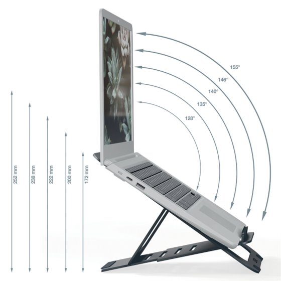 Soporte para Portátil Ajustable Ultraplano de Aluminio Leitz Ergo