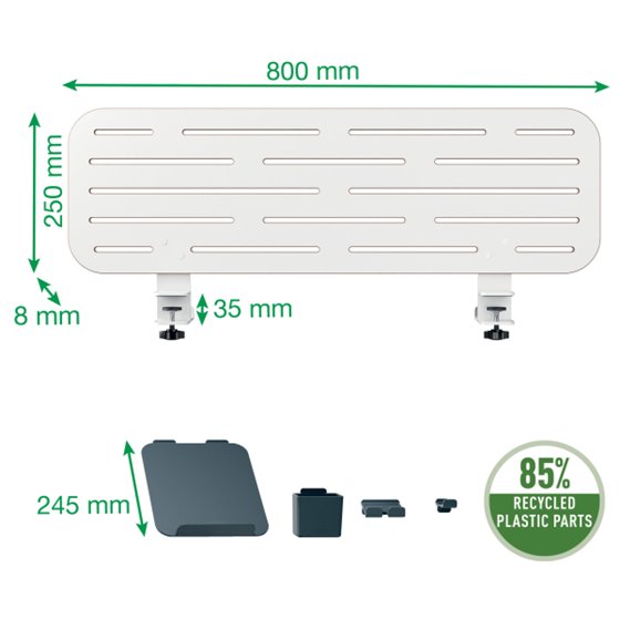 Panel organizador de escritorio con soporte para ordenador portátil Leitz Ergo, 80x25 cm