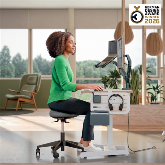 Taburete Leitz Ergo Active con Ruedas y Asiento Wobble Comfort