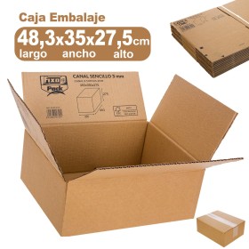 Cajas Embalar Canal 3mm 483X350X275mm Kraft Fsc Fixo