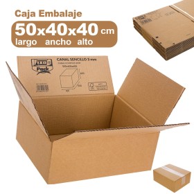 Cajas Embalar Canal 3mm 500X400X400mm Kraft Fsc Fixo