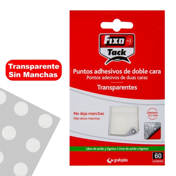Pack 5 Hojas Con 12 Puntos Adhesivos Doble Cara Fixo