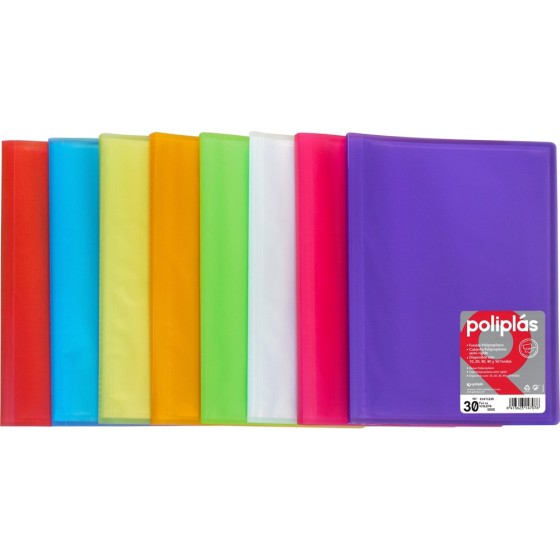 Carpeta Con Fundas  Poliplás PP Translúcido Semirígido Folio 20 Fundas Colores Surtidos Poliplas Traslúcido Grafoplás