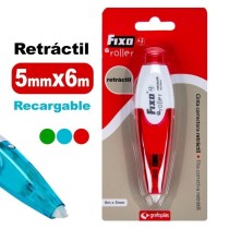 Cinta Correctora Retráctil 6M X 5mm Colores Surtidos Fixo