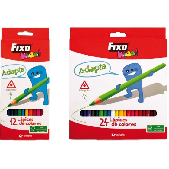 Caja 24 Lápices Colores Triangulares Fsc Fixo Kids