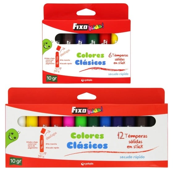 Caja 12 Témperas Sólida Colores Surtidos 10 G Fixo Kids