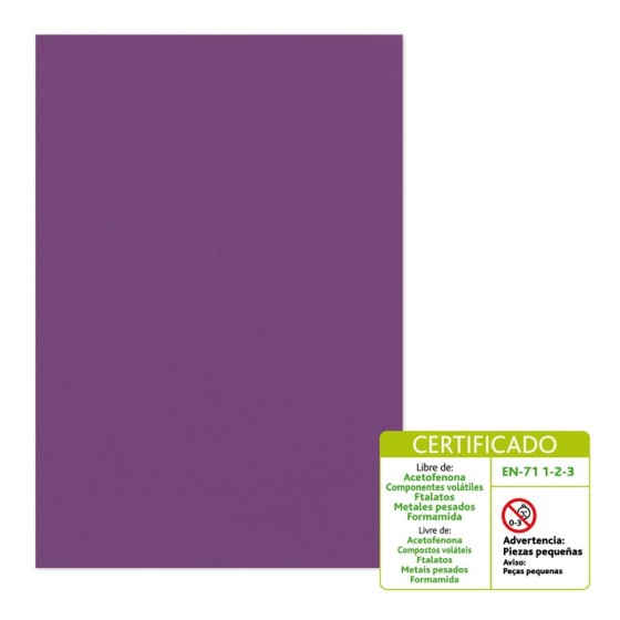 Bolsa 10 Láminas Goma Eva Lisa 40 X 60 Cm 2 mm Violeta Fixo Kids