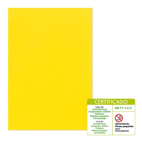 Bolsa 10 Láminas Goma Eva Lisa 40 X 60 Cm 2 mm Amarillo Fixo Kids