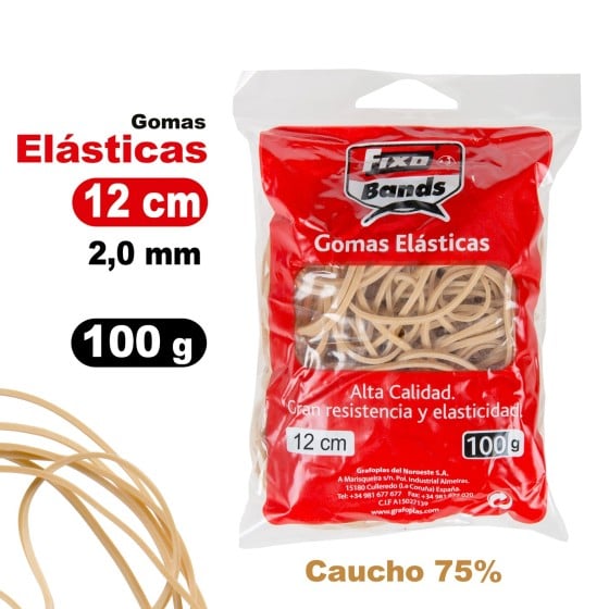 Bolsa 100 G Gomas Elásticas 2mm X 12Cm Fixo