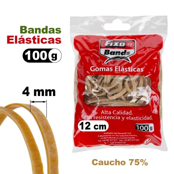 Bolsa 100 G Bandas Elásticas 4mm X 12Cm Fixo