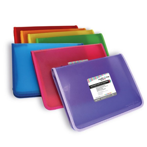 Clasificadores 13 Bolsas Con Ribete PP Translúcido Rayado Vertical Cremallera Folio Rosa Multiline Grafoplás