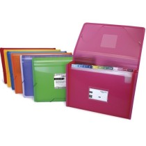 Clasificadores 13 Bolsas  PP Translúcido Rayado Vertical Gomas Folio Fucsia Multiline Grafoplás