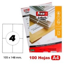 Caja 100 Hojas Etiquetas A4 Cantos Rectos 105X148 mm Fixo Fsc Fixo