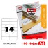 Caja 100 Hojas Etiquetas A4 Cantos Rectos "105X42.4 mm" Fixo Fsc Fixo