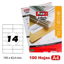 Caja 100 Hojas Etiquetas A4 Cantos Rectos "105X42.4 mm" Fixo Fsc Fixo