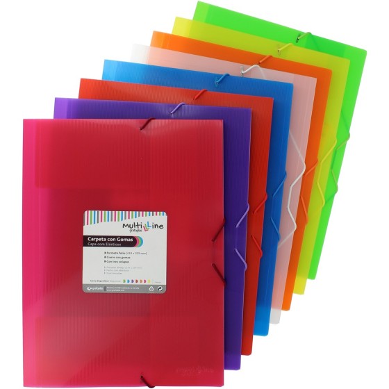 Carpeta Gomas Con 3 Solapas PP Translúcido Rayado Vertical Folio Colores Surtidos Multiline Grafoplás