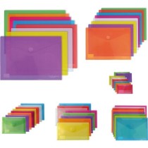 Pack 5 Uds Sobres PP Translúcido Rayado Vertical Con Cierre Textil A3 Azul Multiline Grafoplás