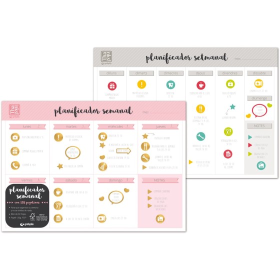 Planificadores A3 Catalán Con Pegatinas Rosa Fsc Grafoplás