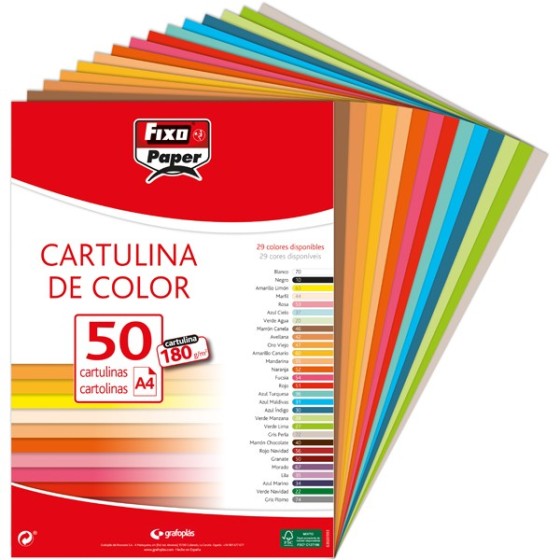 Paquete 100 Cartulinas Clásica A4 180 G Naranja Fsc Fixo
