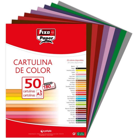 Paquete 50 Cartulinas Clásica A3 180 G Morado Fsc Fixo