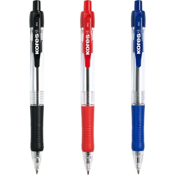 Boligrafos Tinta Base Aceite Punta Retráctil 0.7 mm Negro Kores