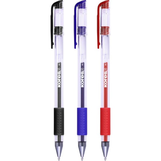Boligrafos Tinta Gel Con Capuchón 0.7 mm Negro Kores