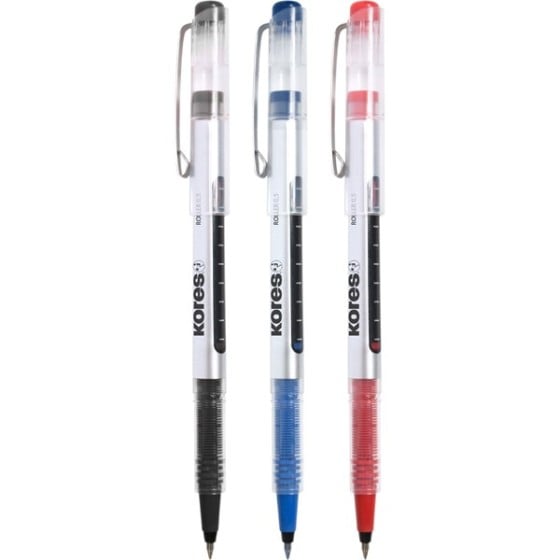 Boligrafos Tinta Líquida Con Capuchón 0.5 mm Negro Kores