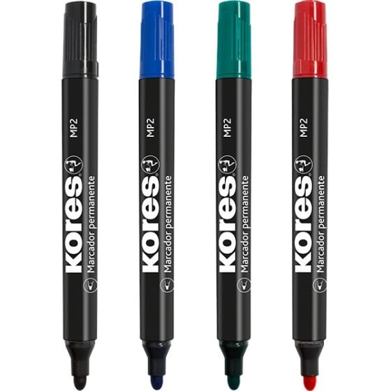 Marcadores Permanentes Verde Punta Cónica Kores