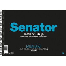 Blocs De Dibujo Cartón Folio Prolongado 20 Hojas 150 G Con Recuadro Y Sin Taladros Senator