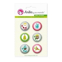 Pack 6 Chapas Adhesivas Feliz Navidad 25 mm. Anita