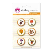 Pack 6 Chapas Adhesivas En El Bosque 25 mm. Anita