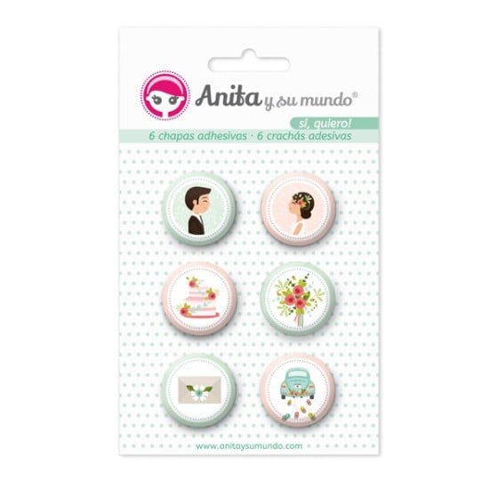 Pack 6 Chapas Adhesivas Si Quiero! 25 mm. Anita