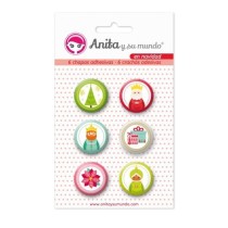 Pack 6 Chapas Adhesivas En Navidad 25 mm. Anita