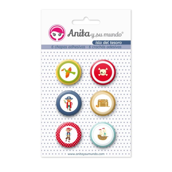 Pack 6 Chapas Adhesivas Isla Del Tesoro 25 mm. Anita