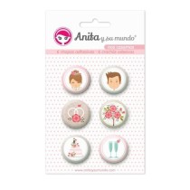 Pack 6 Chapas Adhesivas Nos Casamos 25 mm. Anita