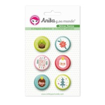 Pack 6 Chapas Adhesivas Felices Fiestas Anita