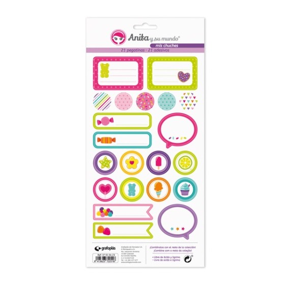 Pack 5 Hojas Pegatinas 15X32 Cm Papel Mis Chuches 16 Anita