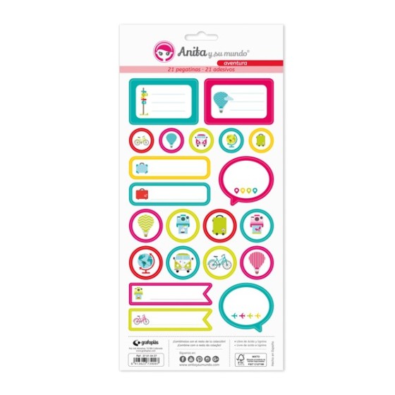 Pack 5 Hojas Pegatinas 15X32 Cm Papel Aventura 17 Fsc Anita