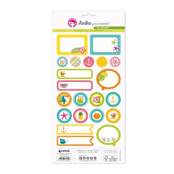 Pack 5 Hojas Pegatinas 15X32 Cm Papel Mi Paraiso 17 Fsc Anita